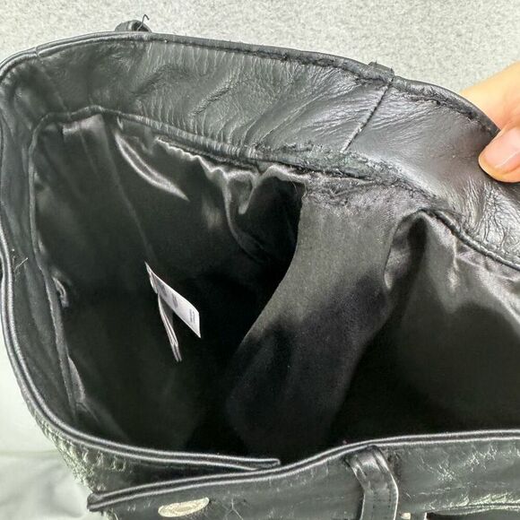 Vintage Y2K Tommy Hilfiger Straight Leg Black Genuine Leather Pants Size 4 STUNN - Picture 5 of 12